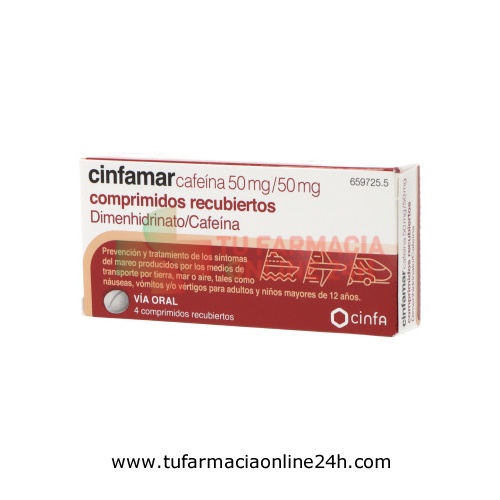 CINFAMAR CAFEINA 50 mg/50 mg COMPRIMIDOS RECUBIERTOS , 4 comprimidos