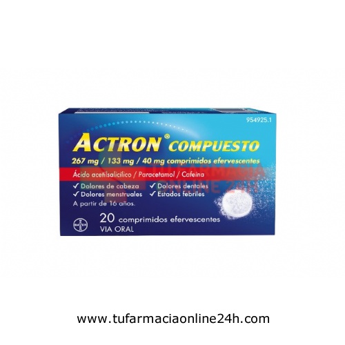 ACTRON COMPUESTO 267 MG/133 MG/40 MG COMPRIMIDOS EFERVESCENTES , 20 comprimidos